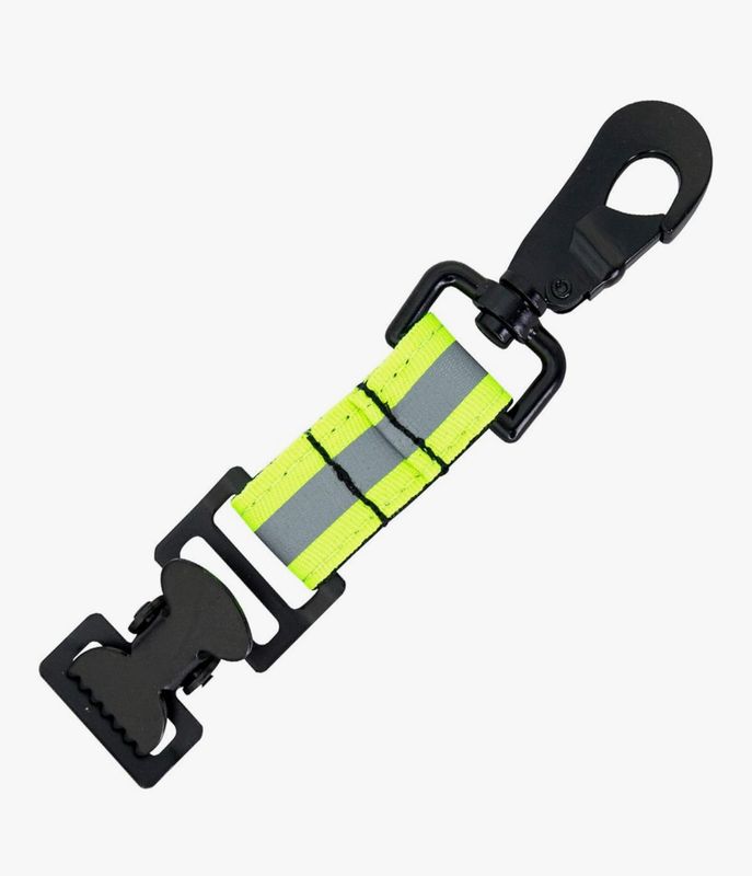 Firefighter Glove Holder - Reflective Nylon Webbing with Heavy Duty Alligator Clip - Green 