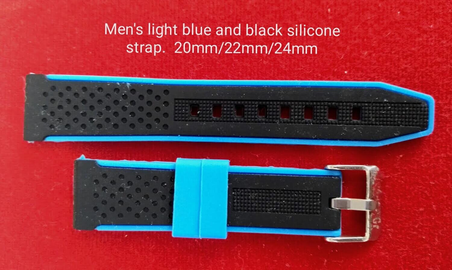 Men's blue and black silicone strap 20mm/22mm/24mm