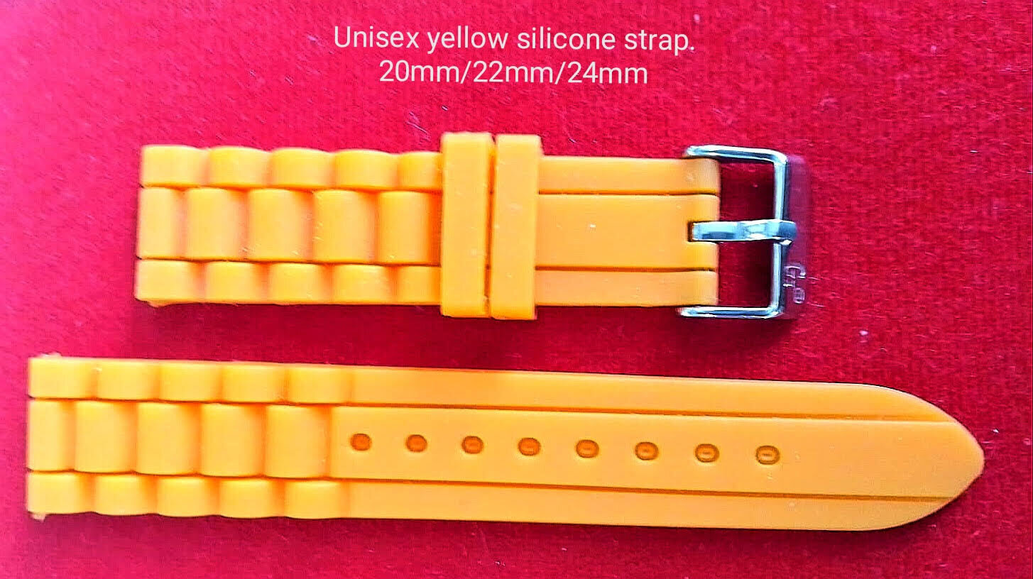 Unisex yellow silicone strap 20mm/22mm/24mm