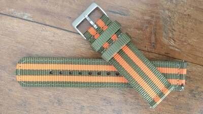 Military Green/Orange Fabric Strap.