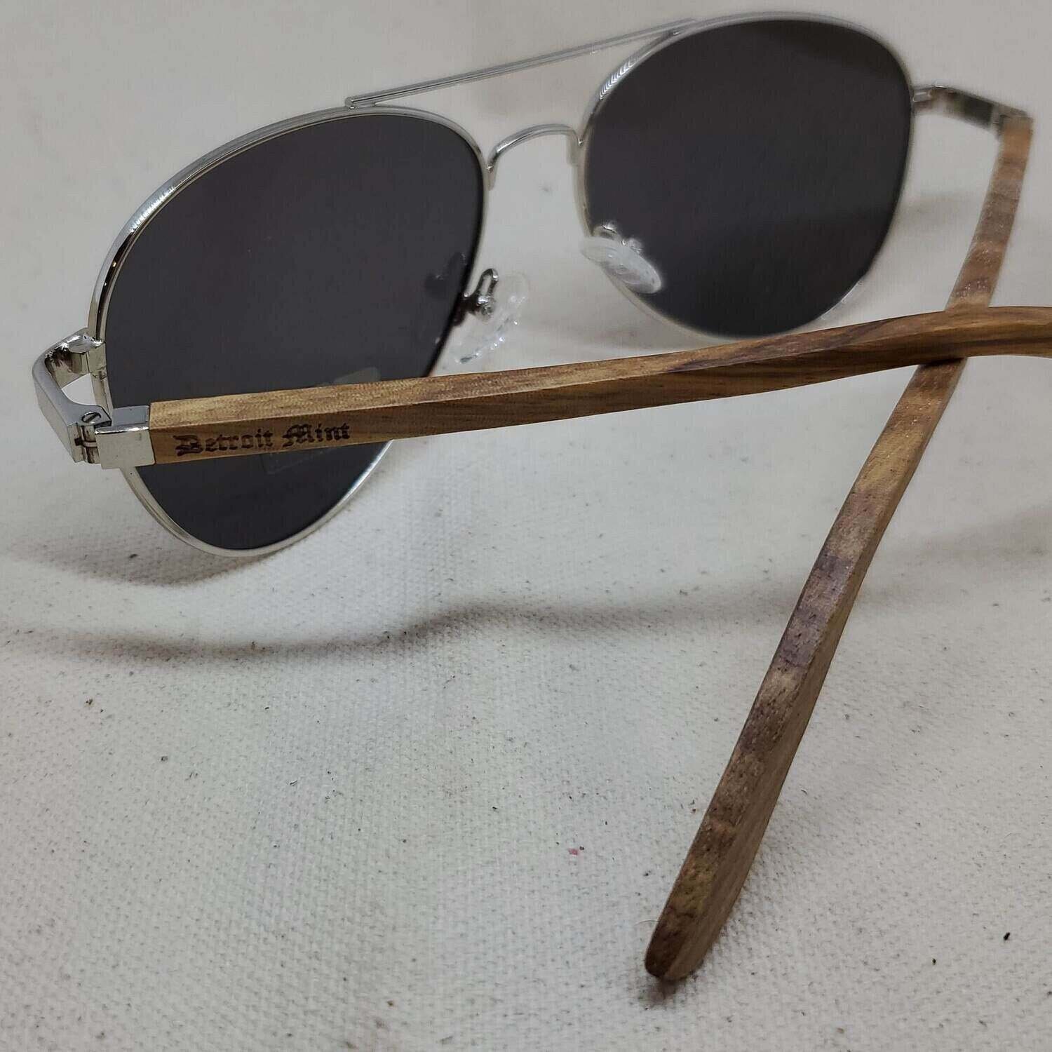 Detroit Mint Aviator Sunglasses Silver Lens