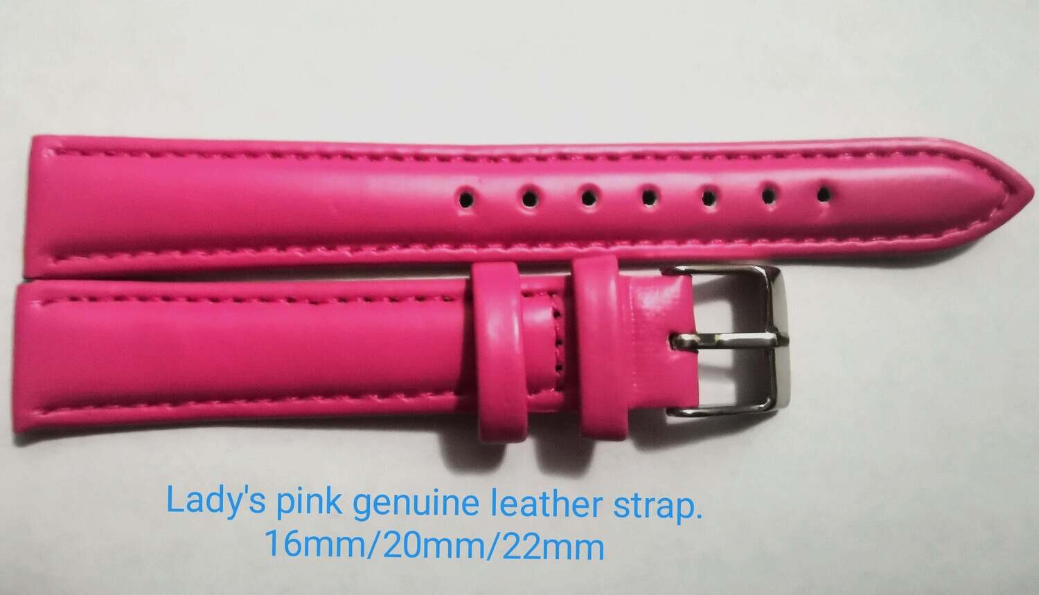 Lady's pink genuine leather strap 16mm/20mm/22mm