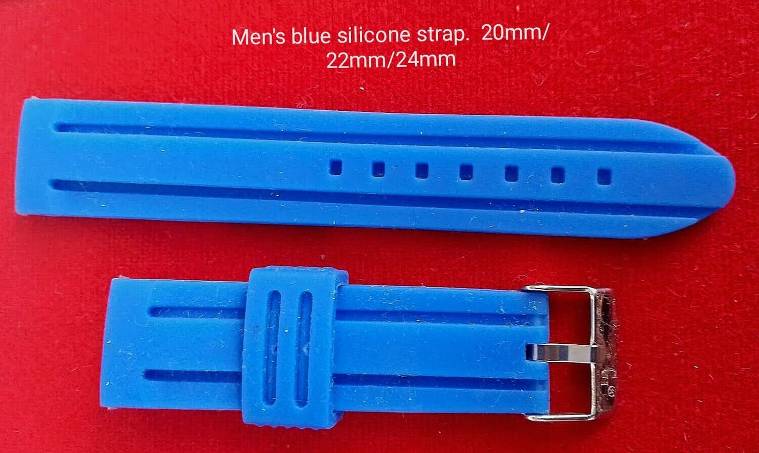 Men's blue silicone strap 20mm/22mm/24mm