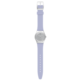 Swatch Lovely Lilac Quartz Crystal Silver Dial Ladies Watch YLS216