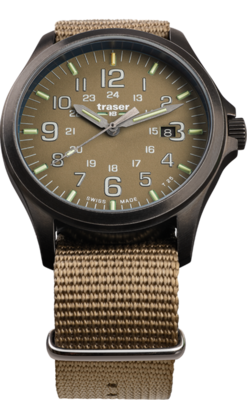 Traser P67 Officer Pro GunMetal Khaki Swiss-Made Tritium Watch 108631