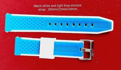 Men's white and light blue silicone strap 20mm/22mm/24mm