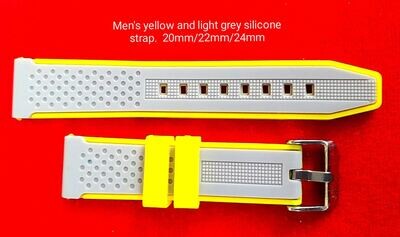 Men's yellow and light grey silicone strap 20mm/22mm/24mm