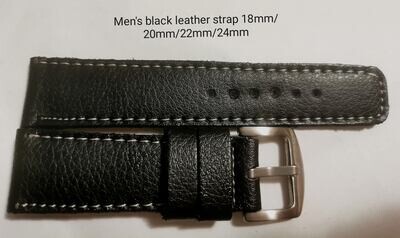 Men's black leather strap 18mm/20mm/22mm/24mm