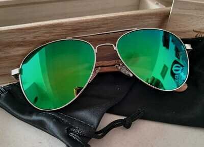 Detroit Mint Zebra Wood Frame Green Sunglasses