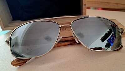 Detroit Mint Zebra Wood Frame Gray Sunglasses