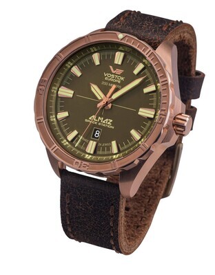 Vostok-Europe Almaz Bronze Automatic Leather Strap Watch NH35A/320O516