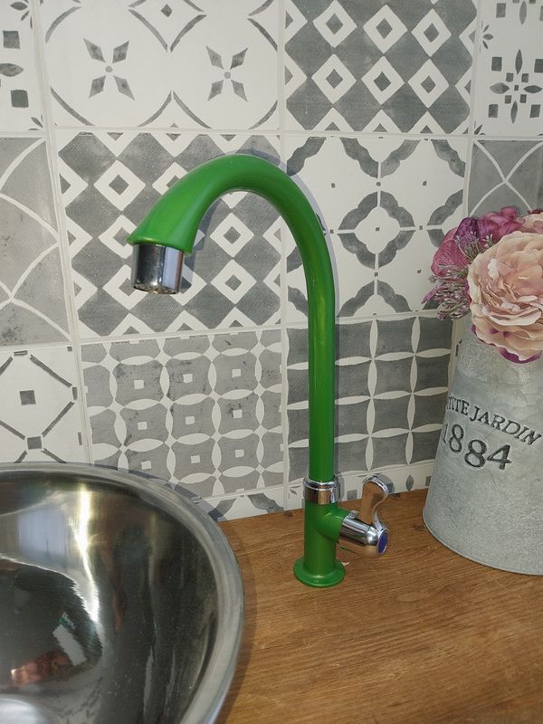 Retro tall light Weight Green plastic swivel tap (Single feed)