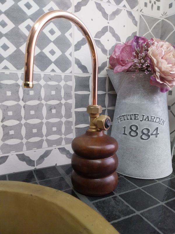 One off, Wooden 12v switch operated copper tap 10mm spout