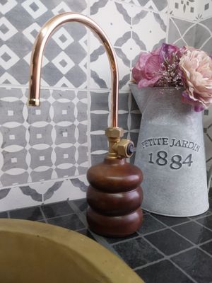 One off, Wooden 12v switch operated copper tap 10mm spout One off, Wooden 12v switch operated copper tap 10mm spout