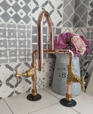 (Normandy) Mixer Twist valve operated copper tap 15mm spout