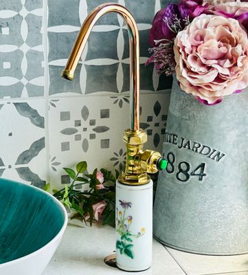 One off, Flower vase 12v switch operated copper tap 10mm spout One off, Flower vase 12v switch operated copper tap 10mm spout