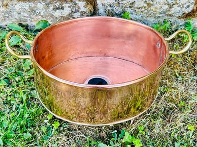 Vintage French Oval Copper Pan Sink Vintage French Oval Copper Pan Sink