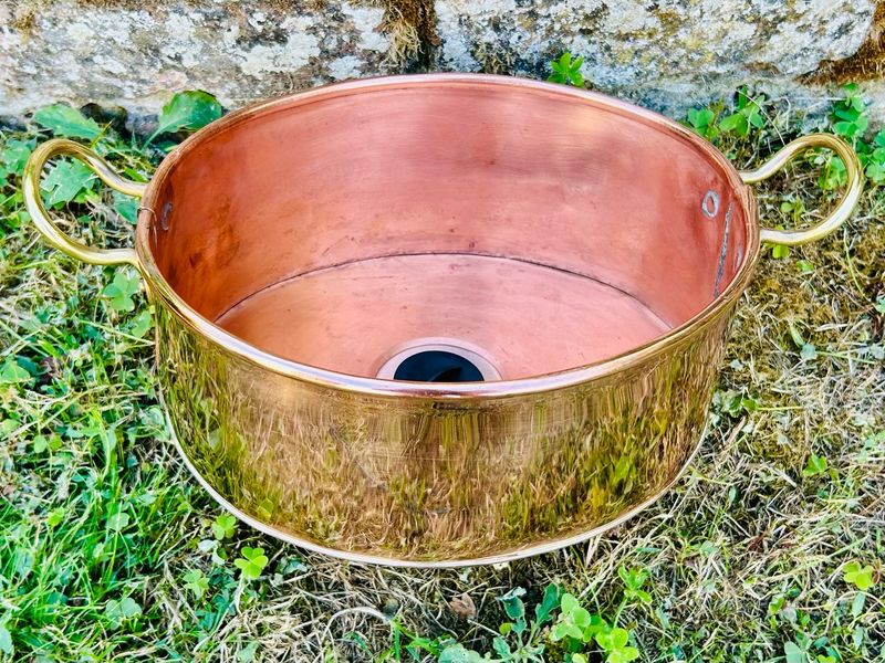 Vintage French Oval Copper Pan Sink