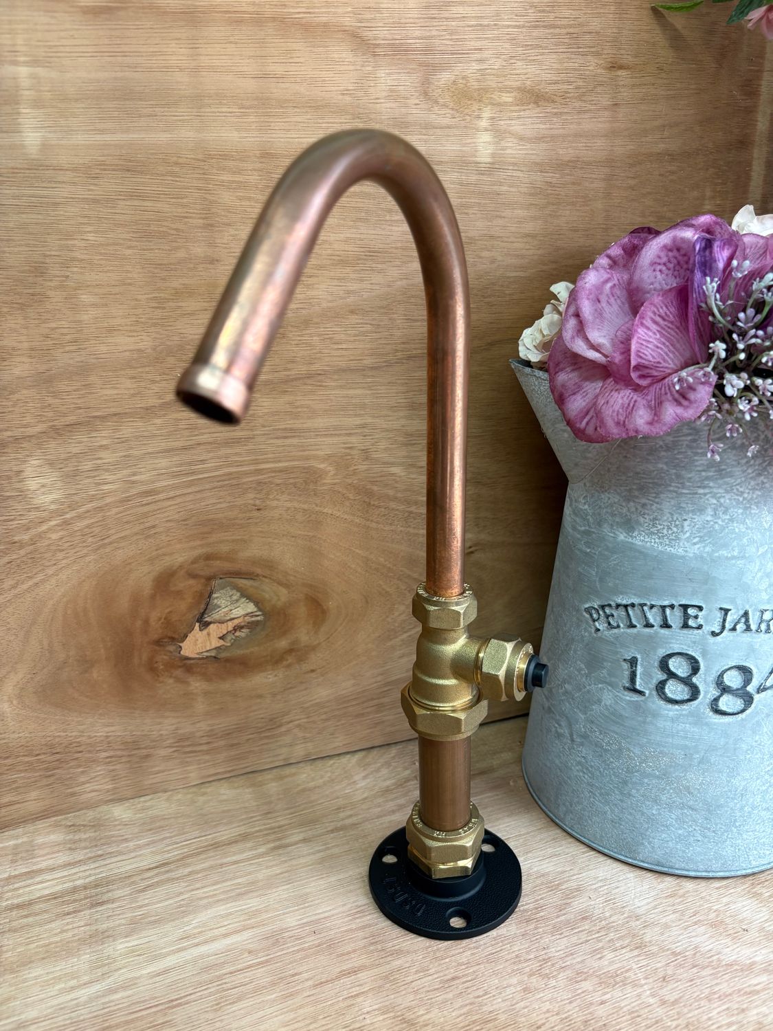 (Raw) 12v switch operated copper tap 15mm spout 30cm tall (Raw) 12v switch operated copper tap 15mm spout 30cm tall