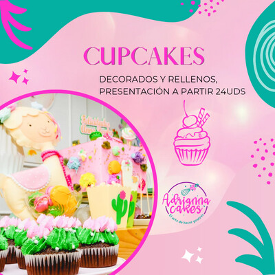 Cupcakes decorados rellenos 24 uds