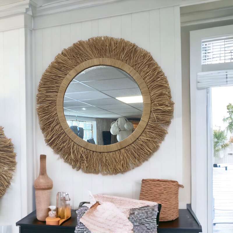 MIROIR PAILLE ET RAPHIA