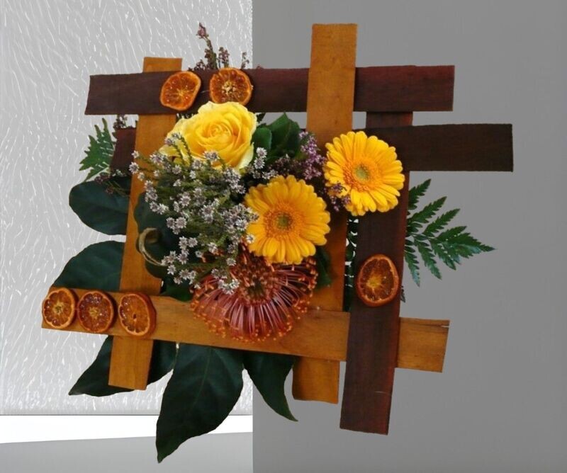 Bouquet cadre jaune  orange