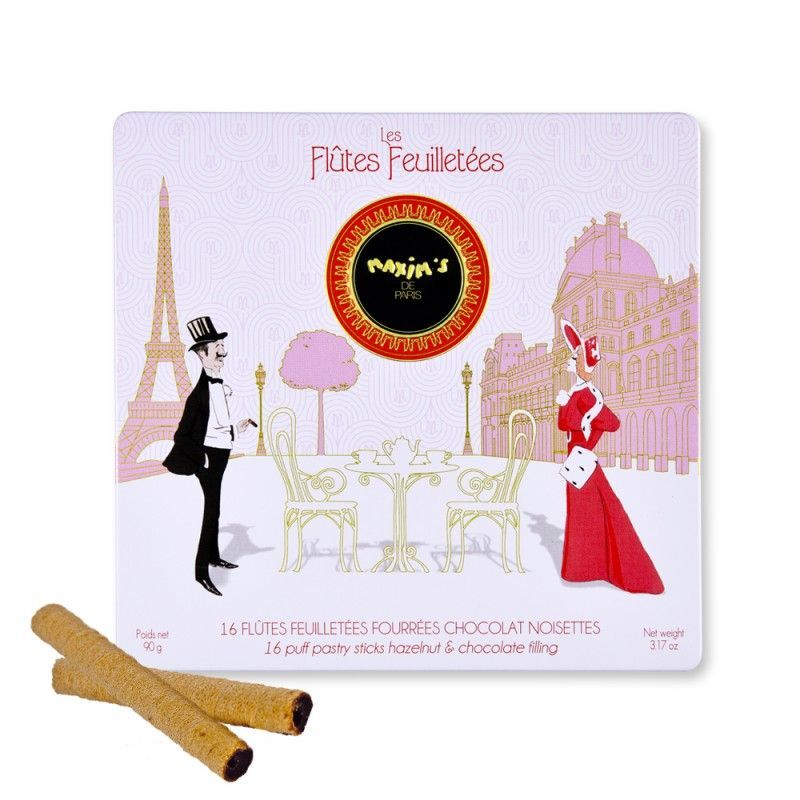 COFFRET METAL FLUTE CHOCOLAT NOISETTES