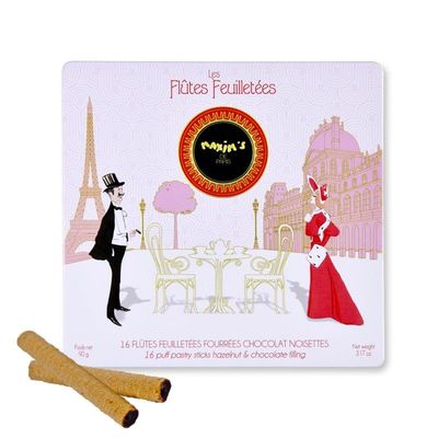 COFFRET METAL FLUTE CHOCOLAT NOISETTES