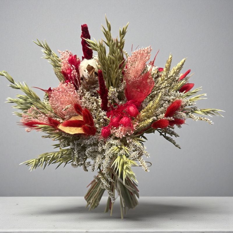 BOUQUET SEC ROSE ET ROUGE