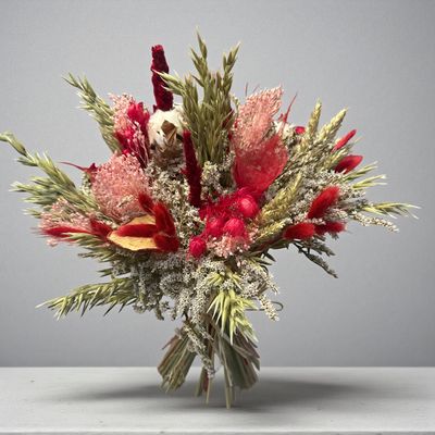 BOUQUET SEC ROSE ET ROUGE