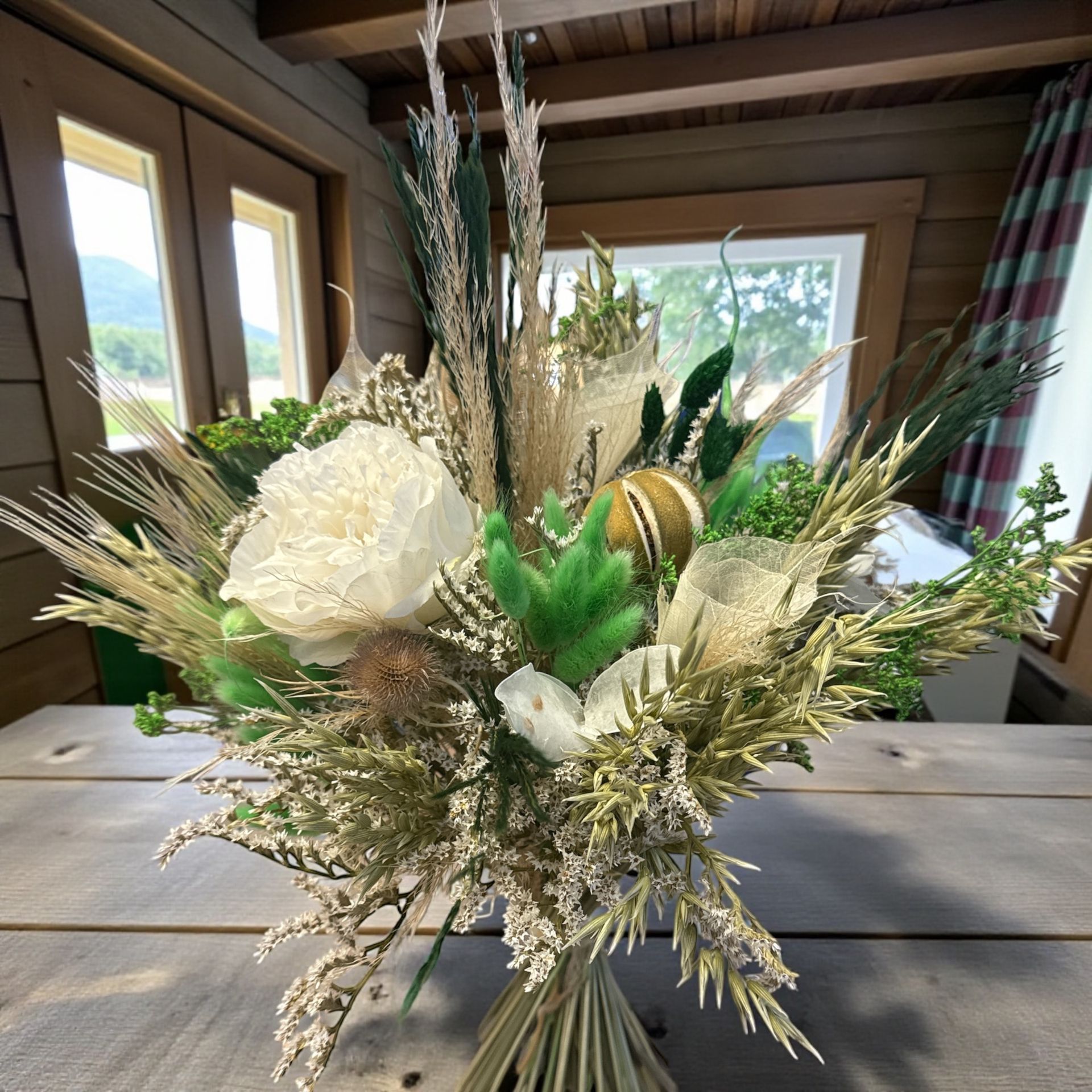 BOUQUET SEC VERT ET BLANC