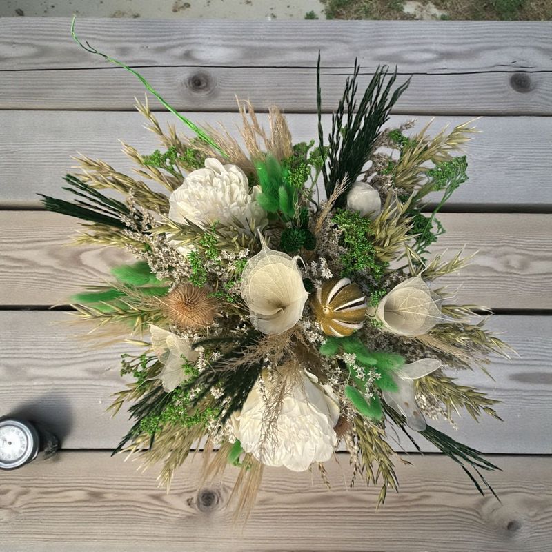 BOUQUET SEC VERT ET BLANC