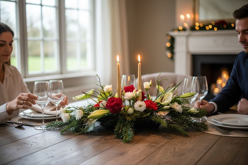 Centre de table rouge et blanc