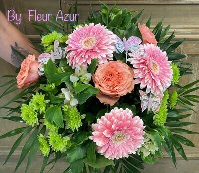 Bouquet Occitanie – Composition Florale Rose et Verte | Fleur Azur Bouquet Occitanie – Composition Florale Rose et Verte | Fleur Azur