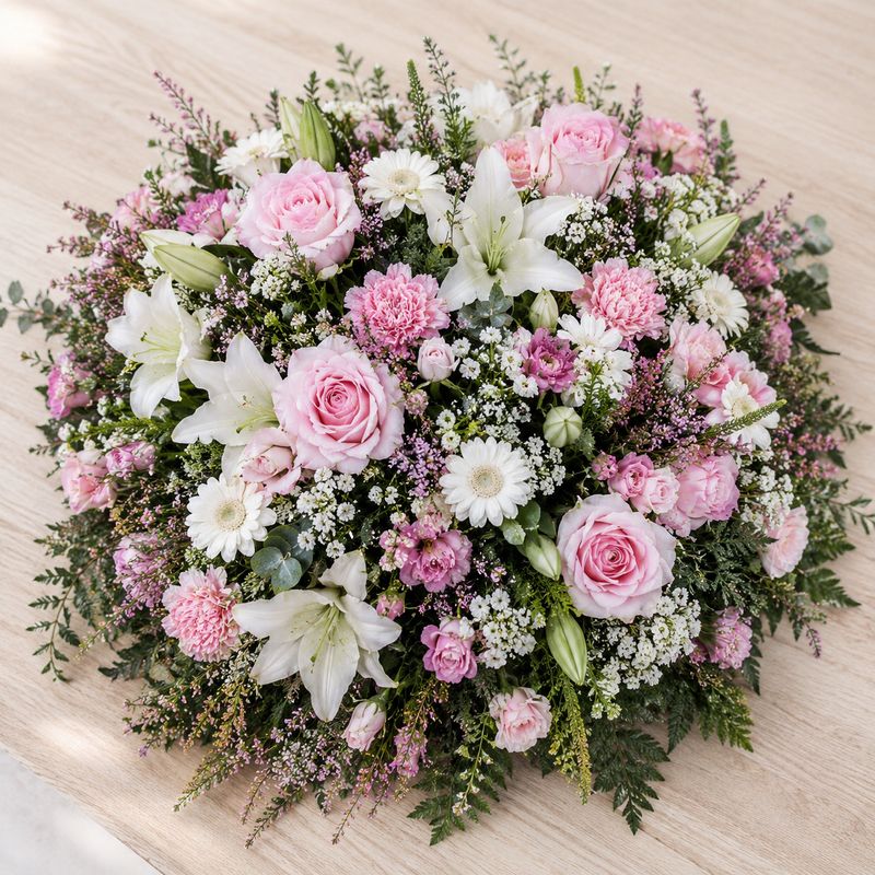 Coussin Funéraire Champêtre Rose et Blanc – Livraison proche de Nantes