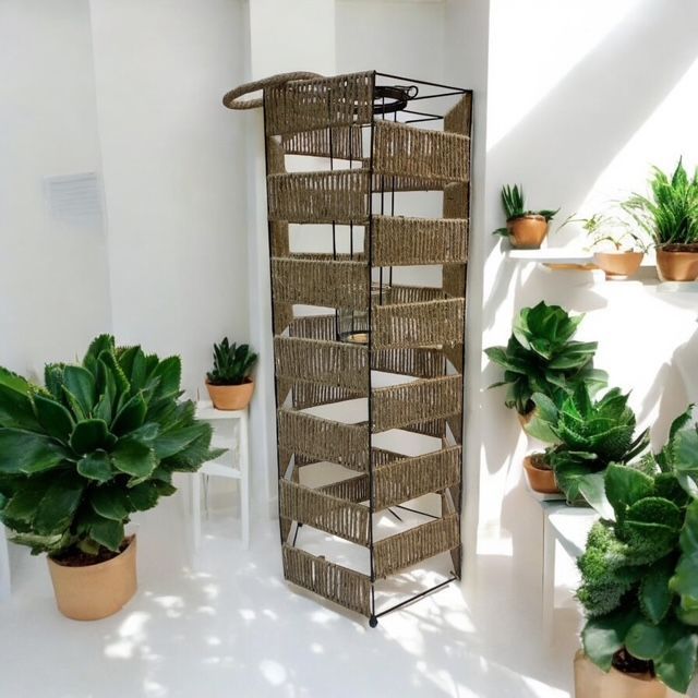 Étagère Décorative en Fibres Naturelles et Métal – Fleur Azur Nantes