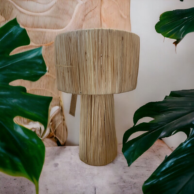 Lampe Artisanale en Raphia Naturel – Fleur Azur Nantes