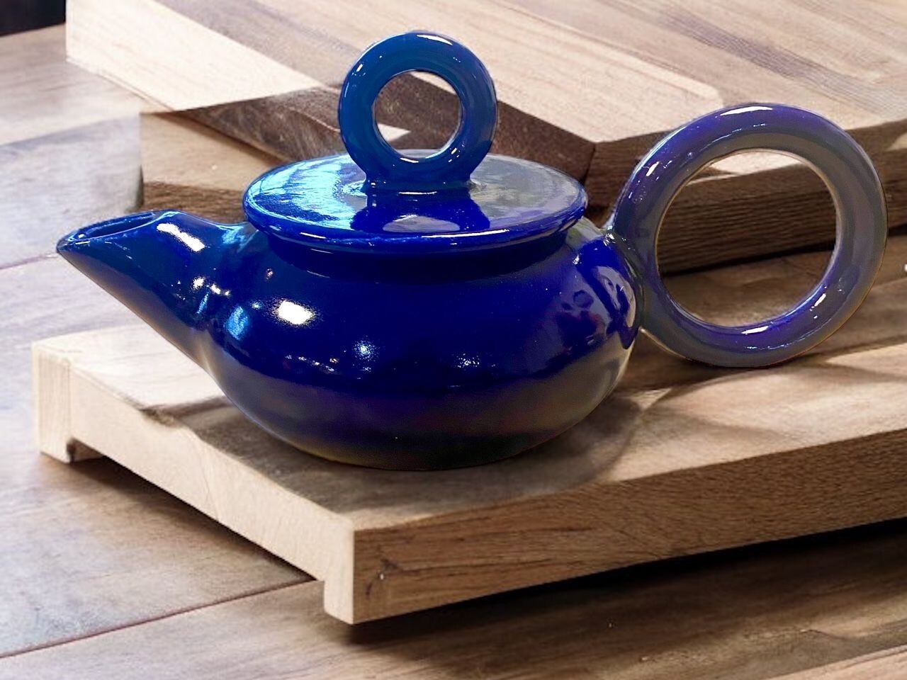 Théière Artisanale Marocaine Bleue – Céramique Design | Fleur Azur Nantes
