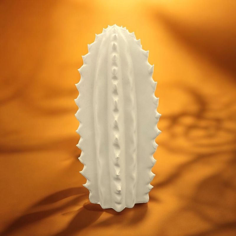 Cactus Décoratif en Céramique Biscuit Blanc – Fleur Azur Nantes
