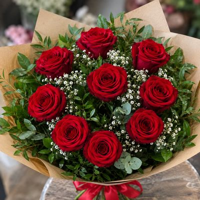 Bouquet de Roses Rouges et Gypsophile – Romantique & Élégant | Fleur Azur
