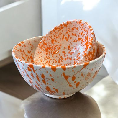 Duo de Saladiers Artisanaux Marocains Orange – Fleur Azur Nantes