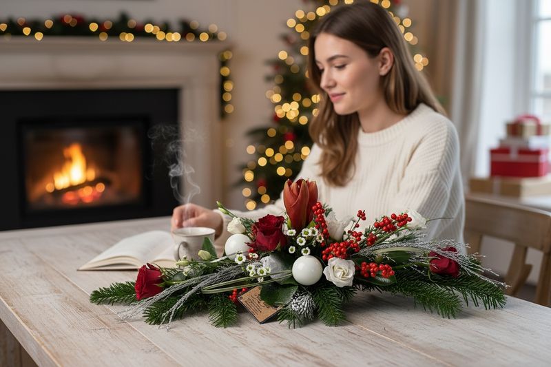 CENTRE DE TABLE ROUGE ET BLANC SANS BOUGIE