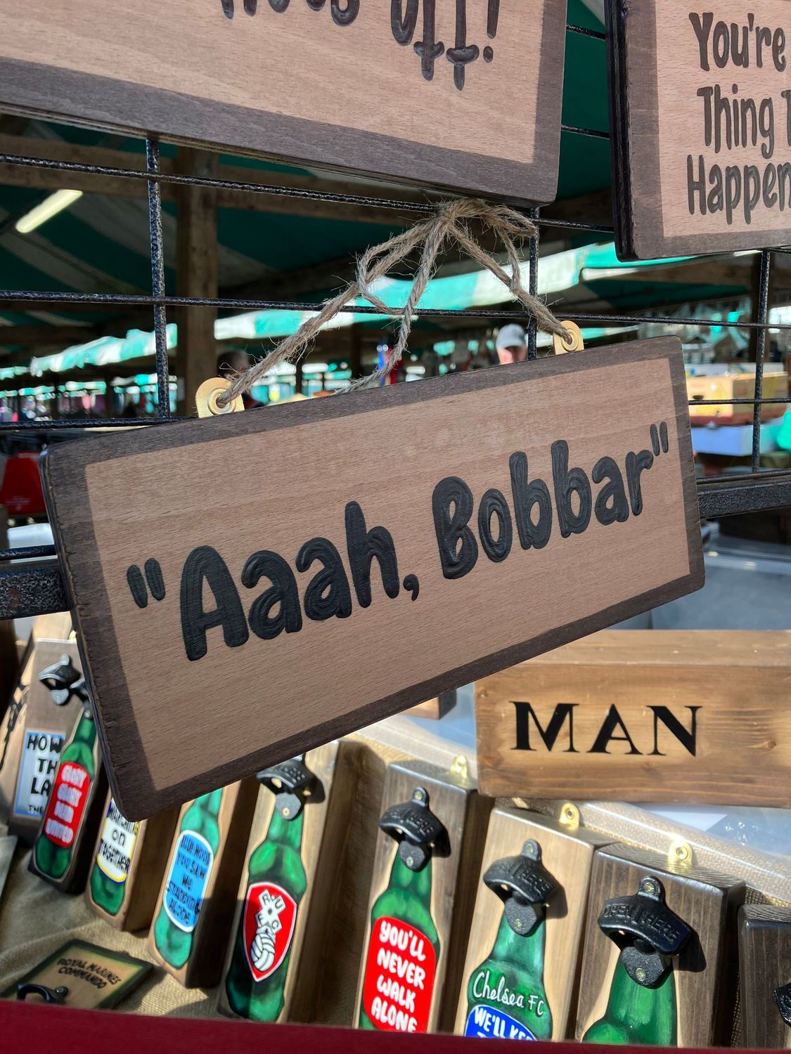 Aaah Bobbar Wooden Hand Painted Sign, Aaah Bobbar