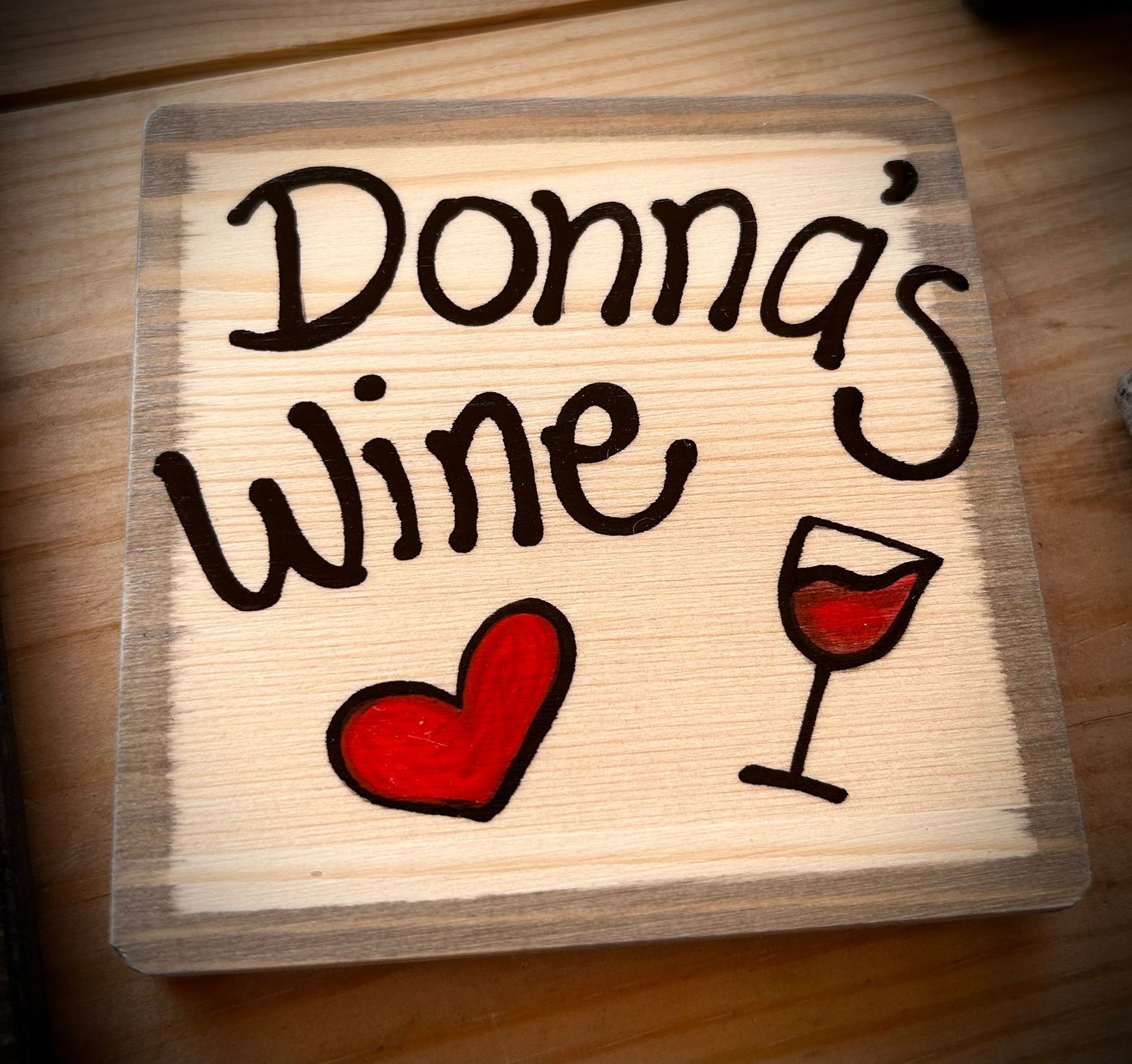 Donna's Wine Personalised Hand Painted Coaster Donna's Wine Personalised Hand Painted Coaster
