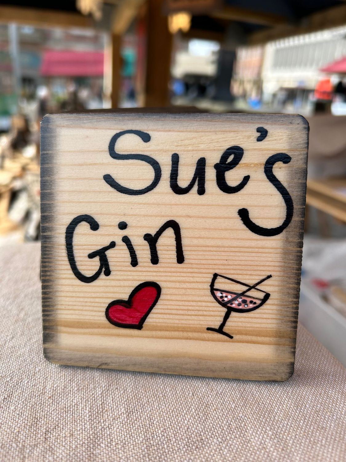 Sue's Fizz, Sue's Wine, Sue's Gin, Sue's, Personalised Hand Painted Coaster