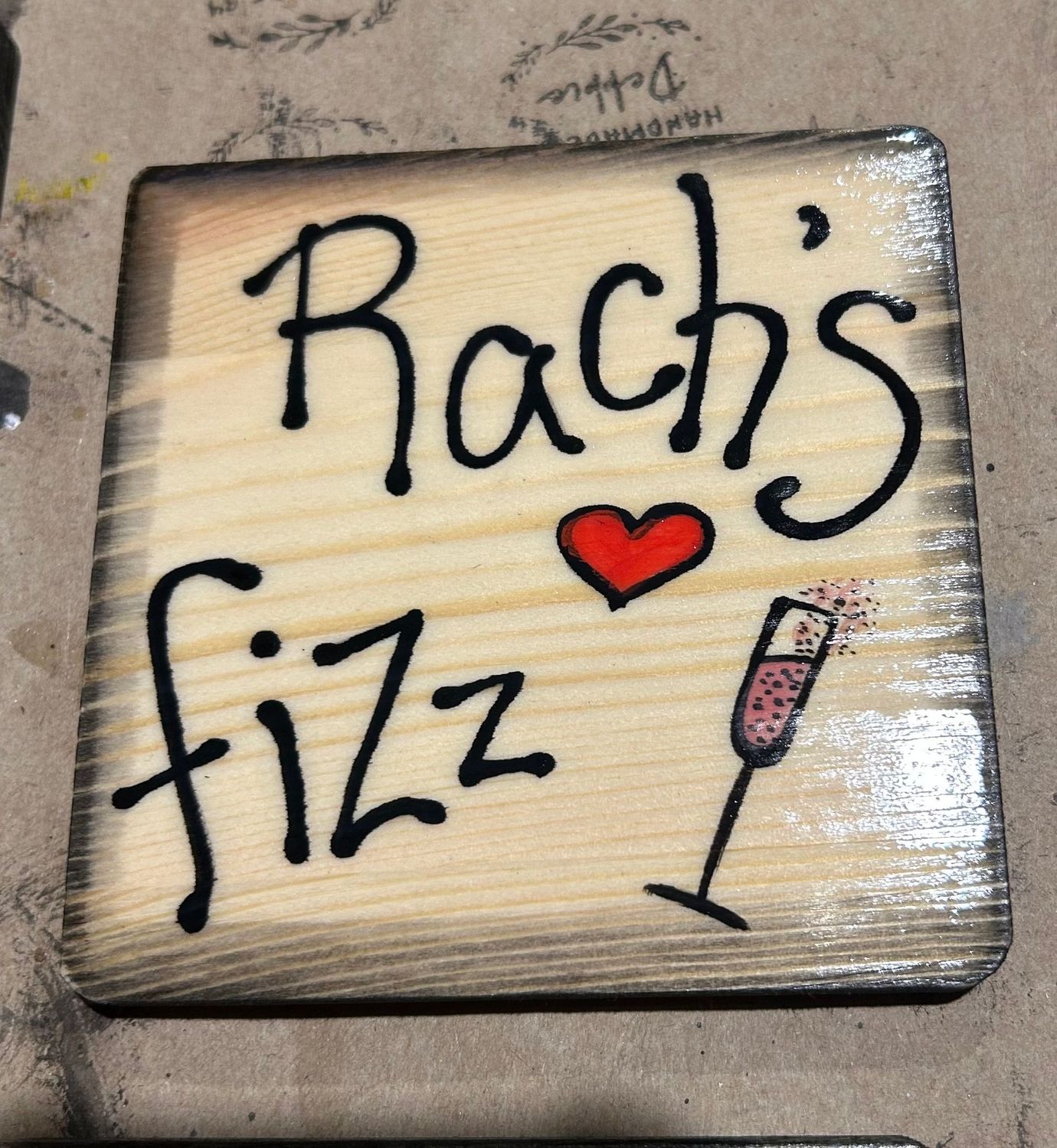 Rach's Fizz, Rach's Wine, Rach's Gin, Personalised Hand Painted Coaster Rach's Fizz, Rach's Wine, Rach's Gin, Personalised Hand Painted Coaster