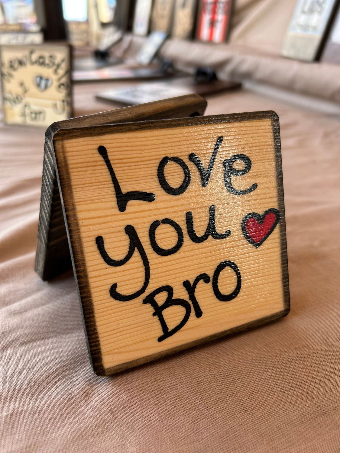 Love you bro, brother gift, love you brother gift, gift for brother, Hand painted coaster, Personalised Coaster, best bro