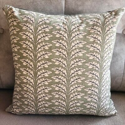 Small Leaf, Sage Velvet-Backed Cushion