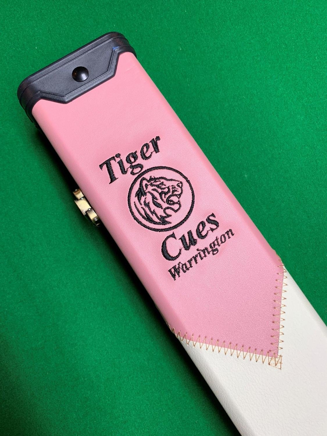 Premium 3Qtr Tiger Cue Case (White &amp; Pink)
