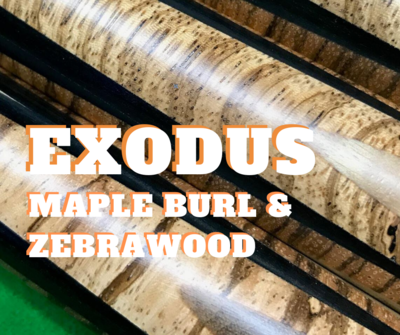 'EXODUS' spliced with Zebrawood &amp; Maple Burl.